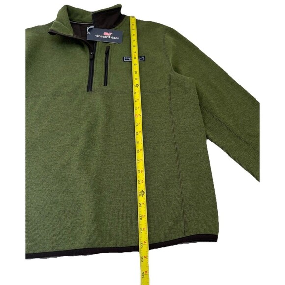 NWT Vineyard Vines Men’s MT Sweater Fleece Quarter-Zip Pullover M Cypress Green - Picture 7 of 9